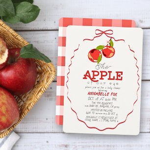 Apple of our Eye Red Bow Girl Baby Shower Invitation