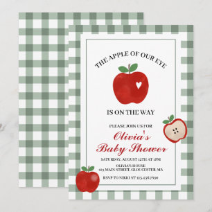 Apple of our eye red gingham Baby Shower Invitation