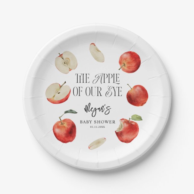 Apple Of Our Eye Rustic Baby Shower Paper Plate (Front)