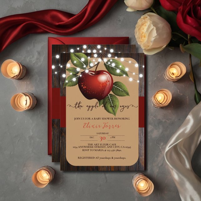 Apple of Our Eye Rustic Fall Baby Shower Invitation (Creator Uploaded)
