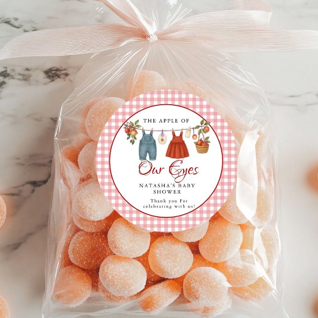 Apple of our eyes Fruit Fall baby shower thank you Classic Round Sticker (Creator Uploaded)