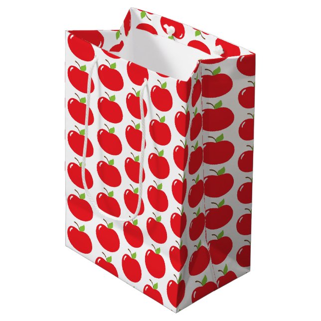 Apple of Your Eye – Cute Red Fruit Cartoon Medium Gift Bag (Front Angled)
