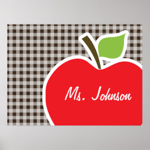 Apple on Bistre Brown Gingham Poster