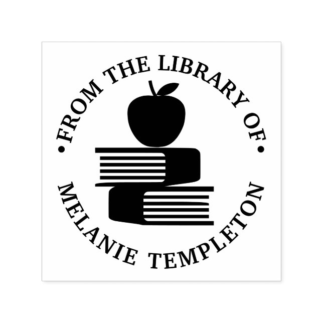 Apple on Books “From the library of” Name Monogram Self-inking Stamp (Design)