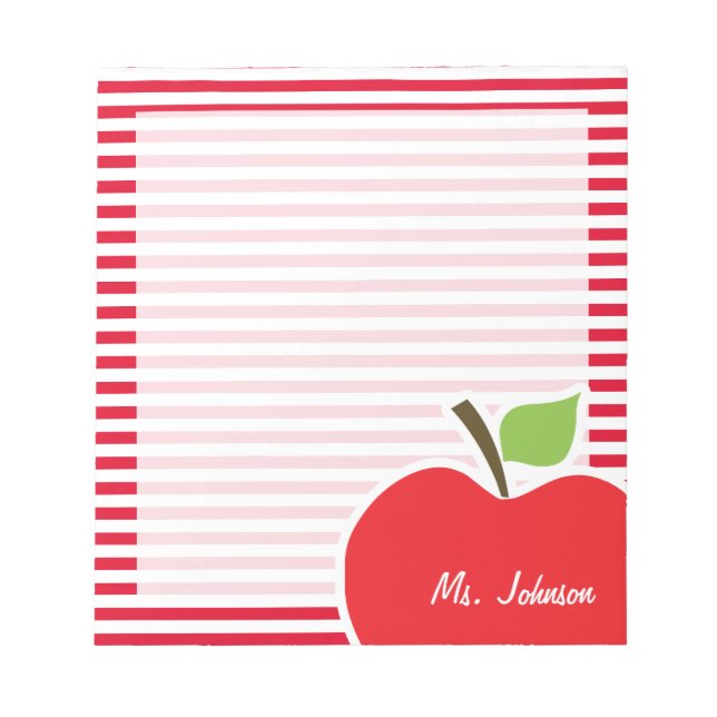 Apple on Cadmium Red Stripes; Striped Notepad (Front)
