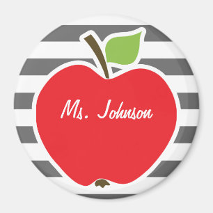 Apple on Dim Grey Horizontal Stripes Magnet