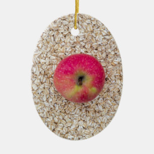 Apple on oatmeal ceramic ornament