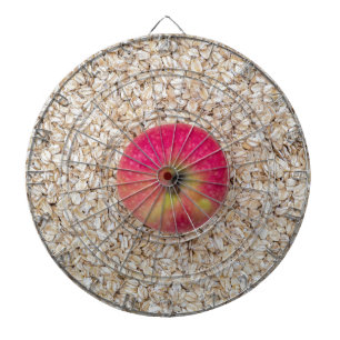Apple on oatmeal dartboard