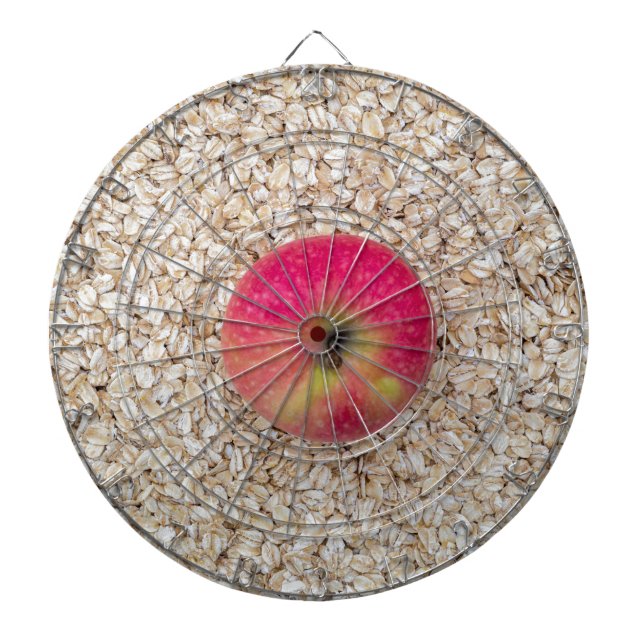 Apple on oatmeal dartboard (Front)