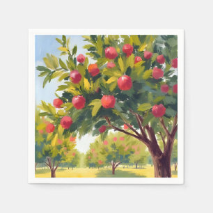 Apple Orchard Autumn Fall Watercolor Art Napkin