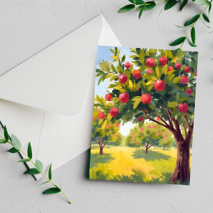Apple Orchard Autumn Fall Watercolor Card