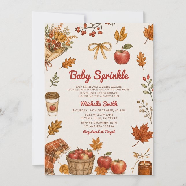 Apple Orchard Baby Sprinkle Invitation  (Front)