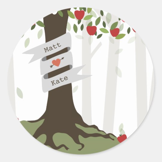 Apple Orchard Fall Autumn Wedding Classic Round Sticker