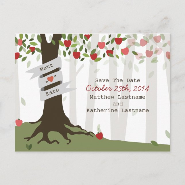 Apple Orchard Fall Autumn Wedding Save The Date Announcement Postcard (Front)