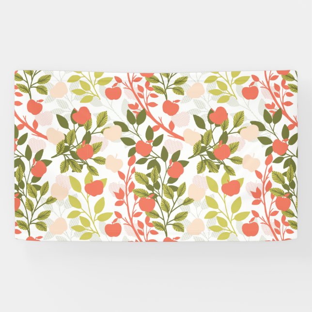 Apple Orchard Floral Garden Pattern Banner (Horizontal)