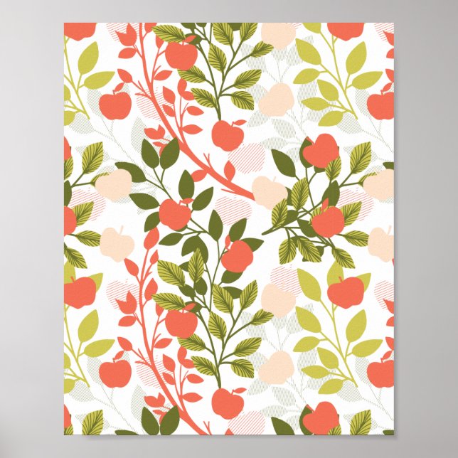 Apple Orchard Floral Garden Pattern Poster (Front)