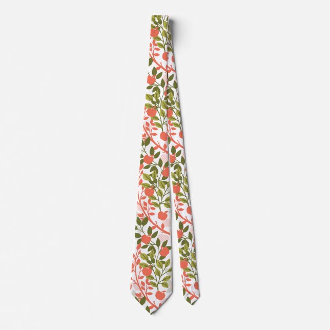 Apple Orchard Floral Garden Pattern Tie (Front)