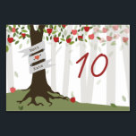Apple Orchard Wedding Table Number Card<br><div class="desc">A wedding table number place card featuring an illustration of an apple tree with banner wrapped around trunk.  Personalize names and number.</div>