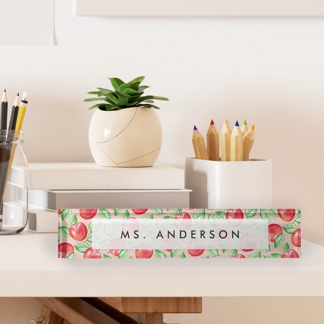 Apple Pattern Personalized Teacher Nameplate (Creator Uploaded)