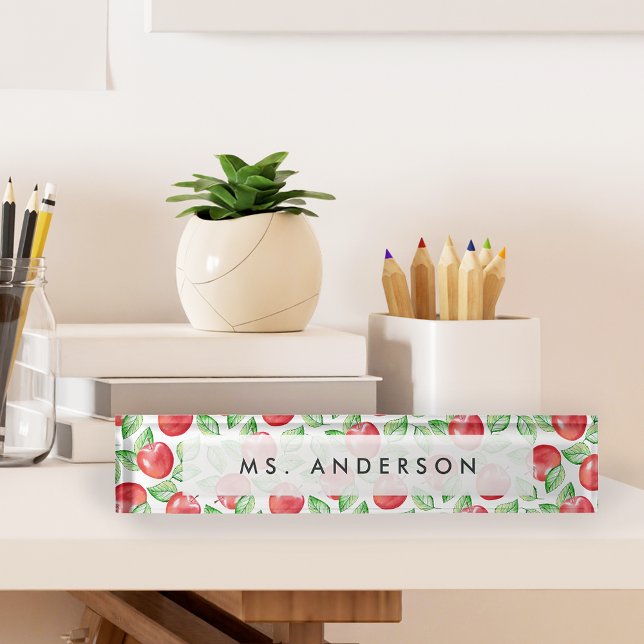 Apple Pattern Personalized Teacher Nameplate (Creator Uploaded)