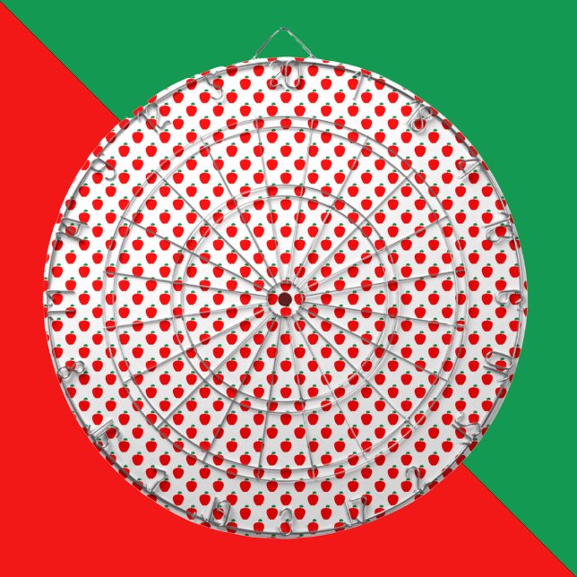 Apple Pattern Red Fruit Dartboard (A dartboard with a pattern of red apples.)