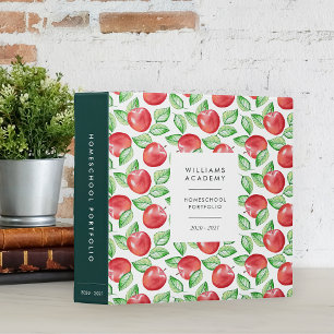 Apple Patterned Personalized Homeschool Portfolio Binder