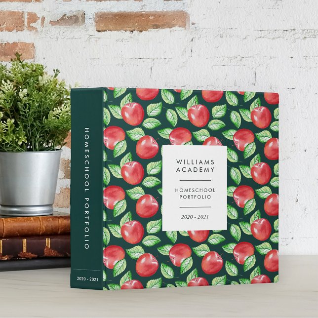 Apple Patterned Personalized Homeschool Portfolio Binder (Creator Uploaded)