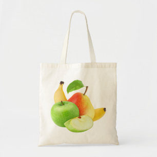 Apple, pear and banana tote bag