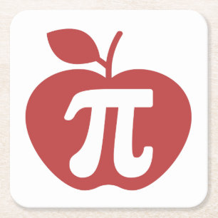 Apple Pi 3.14 Math Pi Day Square Paper Coaster