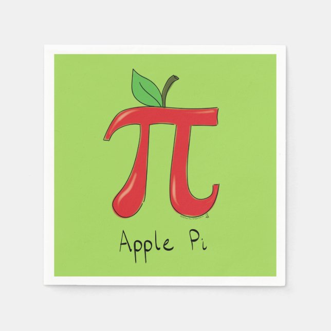 Apple Pi Cute Math Pi Day Party Napkins (Front)