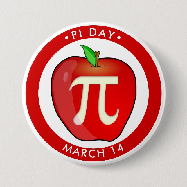 Apple Pi Day Pun 3 Inch Round Button (Front)