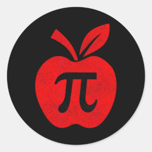 Apple Pi Day Tee Math Teacher Pi Math Kids Classic Round Sticker