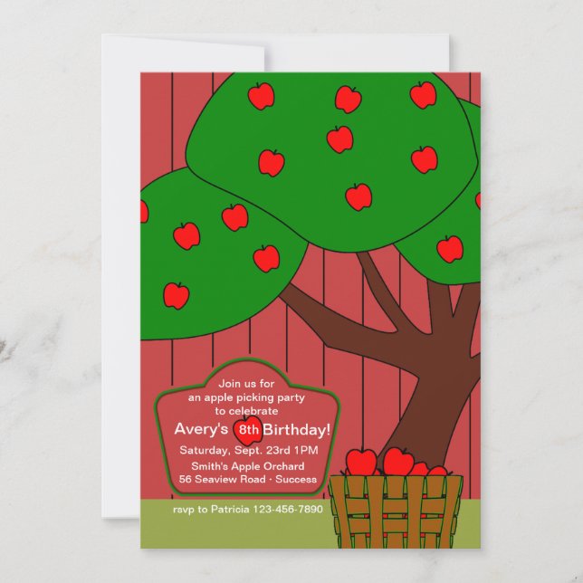 Apple Picking Fun Invitation (Front)