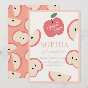 Apple Picking Party Pink Girl Birthday Invitation