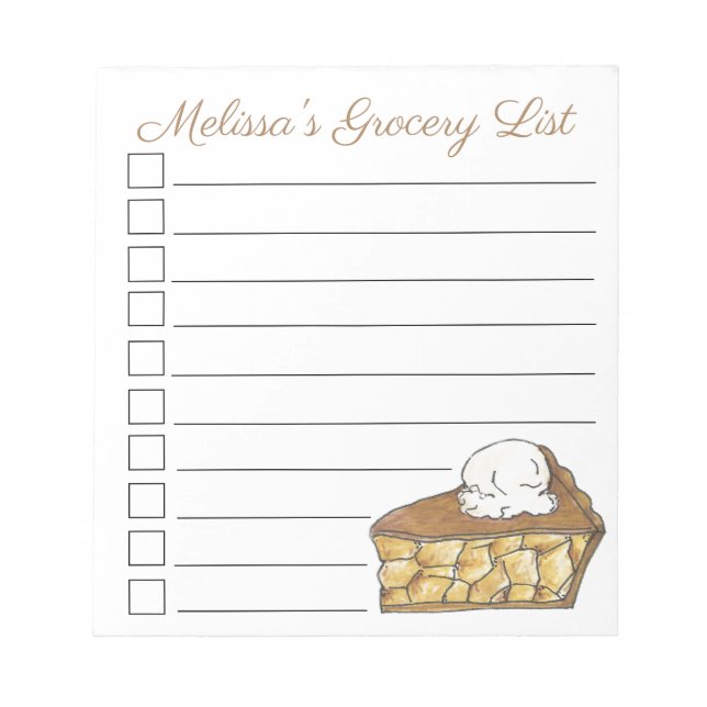 Apple Pie a La Mode Personalized Grocery List Notepad (Front)
