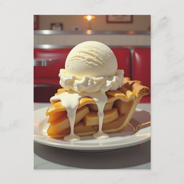 Apple Pie and Vanilla Ice Cream at Diner Postcard (Front)