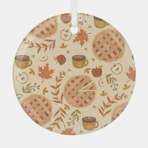 Apple Pie Autumn: Vintage Graphics Glass Ornament