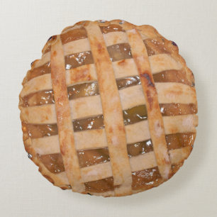 Apple Pie Baked and Raw Round Pillow