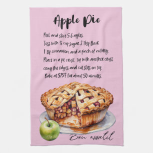 Apple Pie Baking Recipe Kitchen Towel