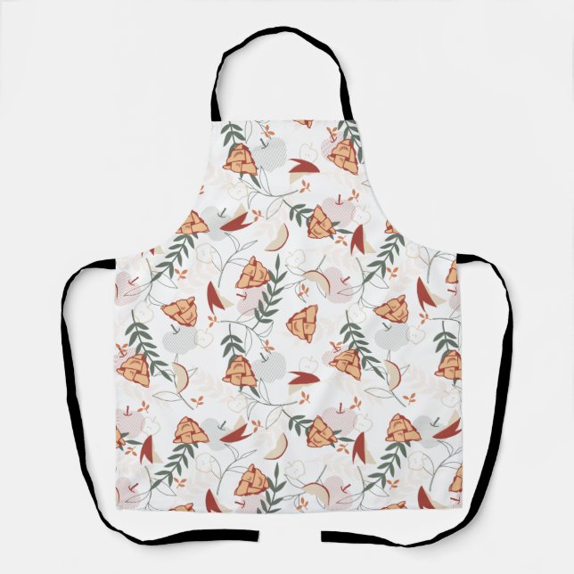 Apple Pie Floral Pattern White Apron (Front)