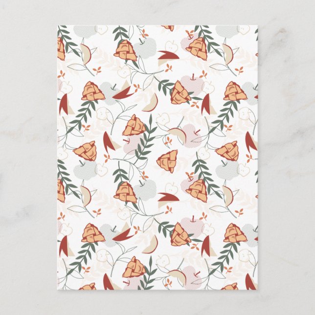 Apple Pie Floral Pattern White Postcard (Front)