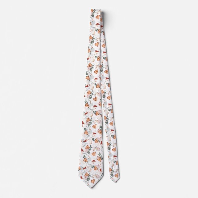 Apple Pie Floral Pattern White Tie (Front)