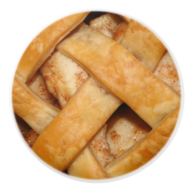 Apple pie lattice crust ceramic knob (Front)