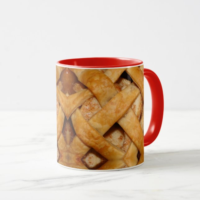 Apple pie lattice crust red brown dessert mug (Front Right)