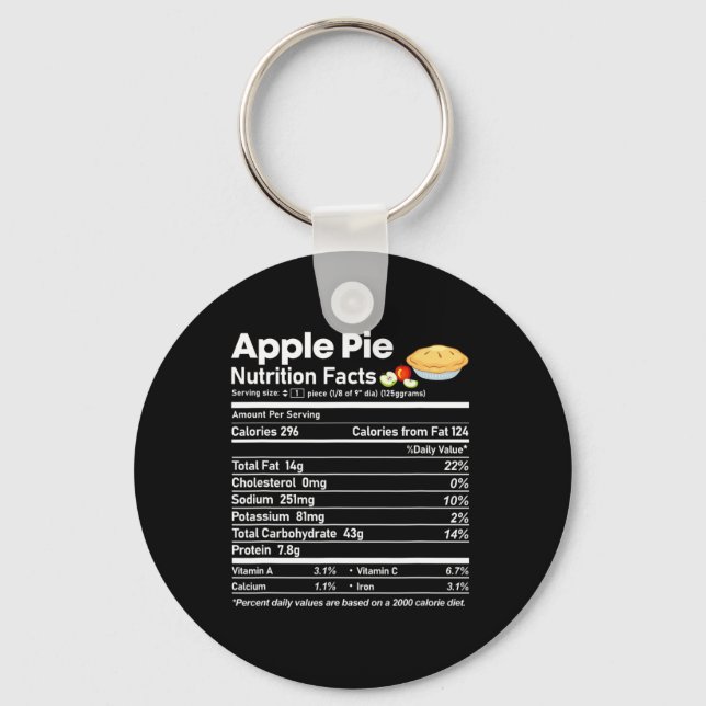 Apple Pie Nutrition Facts Fun Thanksgiving Christm Keychain (Front)