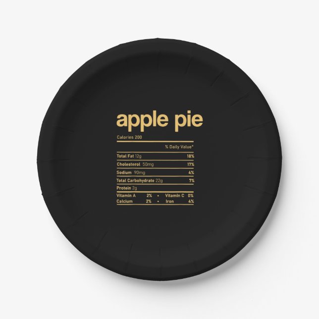 Apple Pie Nutrition Facts Funny Thanksgiving Chris Paper Plate (Front)