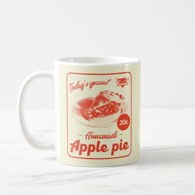 Apple Pie Retro Aesthetic Diner Promo Poster Coffee Mug (Left)