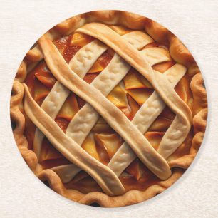 Apple Pie Round Paper Coaster
