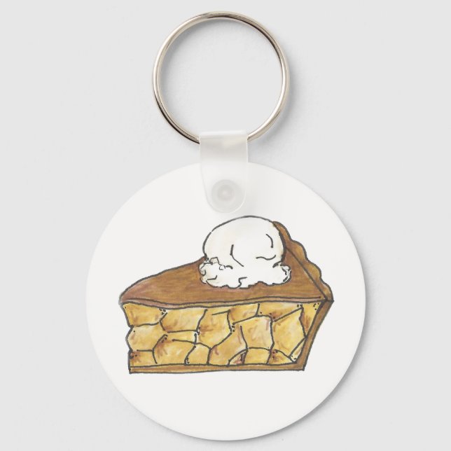 Apple Pie Slice a la Mode Ice Cream Dessert Baking Keychain (Front)