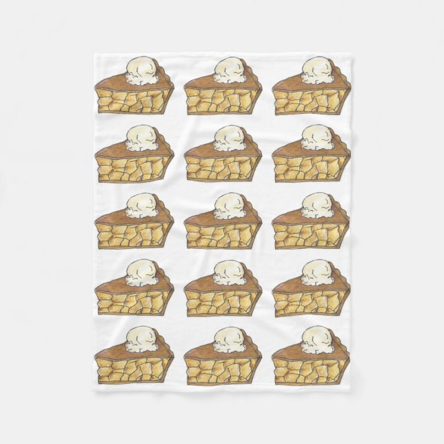 Apple Pie Slice a la Mode Ice Cream Foodie Sweet Fleece Blanket (Front)